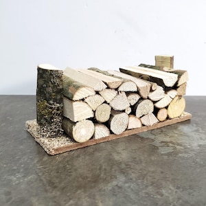 Miniature Stack of Split Logs Kindling for Fireplace Firewood Pile Fairy Garden
