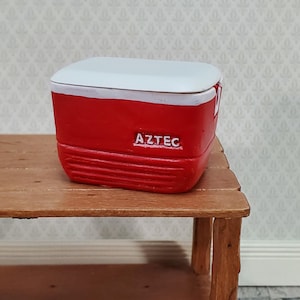 Dollhouse Red Cooler with Removable Lid Ice Chest Modern 1:12 Scale Dollhouse