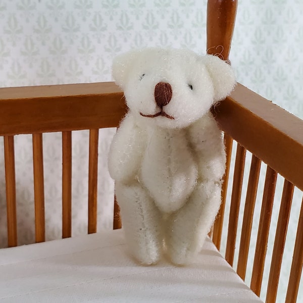 Dollhouse White Teddy Bear Stuffed Animal Toy 1:12 Scale Miniature Nursery