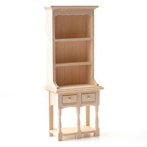 Dollhouse Kitchen Hutch with Pot Shelf 2 Drawer 1:12 Scale Furniture Unpainted