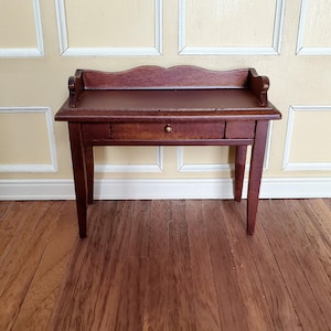 Dollhouse Writing Desk with Drawer Walnut Finish 1:12 Scale Miniature Furniture