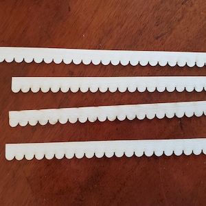 Dollhouse Scalloped Trim Victorian Style 4 Pieces 3/8&quot; x 17&quot; - Thin 1/32&quot; for Overlapping