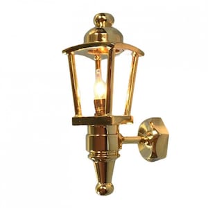 Dollhouse Coach Light Gold Exterior Wall Lamp 12 volt w/Plug 1:12 Scale Miniature