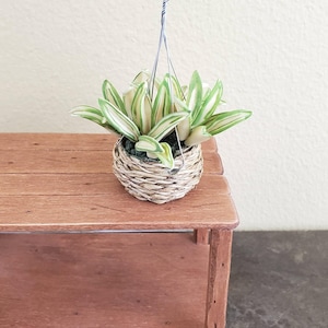 Dollhouse Miniature Spider Plant Hanging Basket 1:12 Scale Houseplant