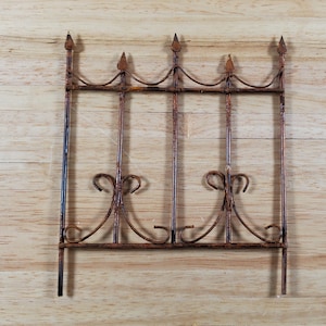 Miniature Fence Piece Metal Distressed Rusted Fairy Garden 4 3/4" Tall x 4" Wide