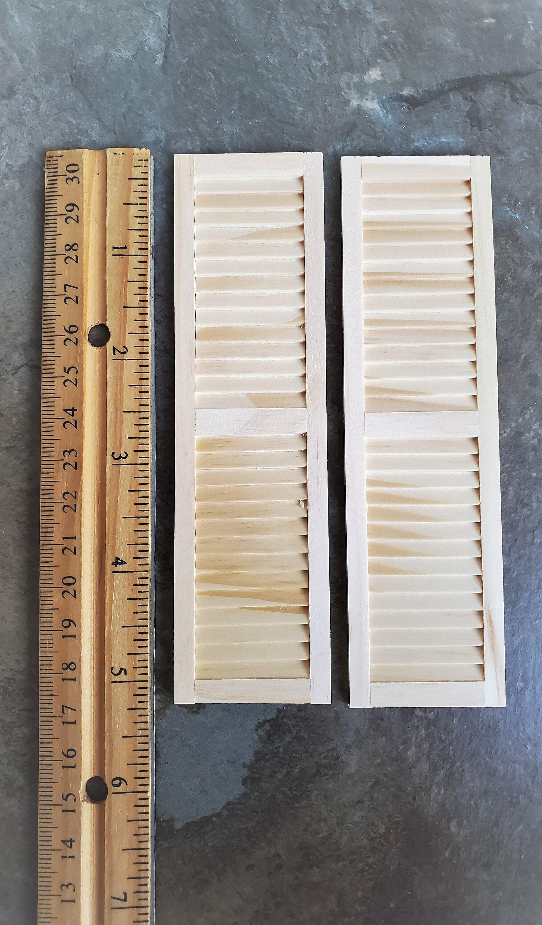 Dollhouse Miniature Shutters Louvered 1 Pair Unfinished Wood 1:12 Scale ...