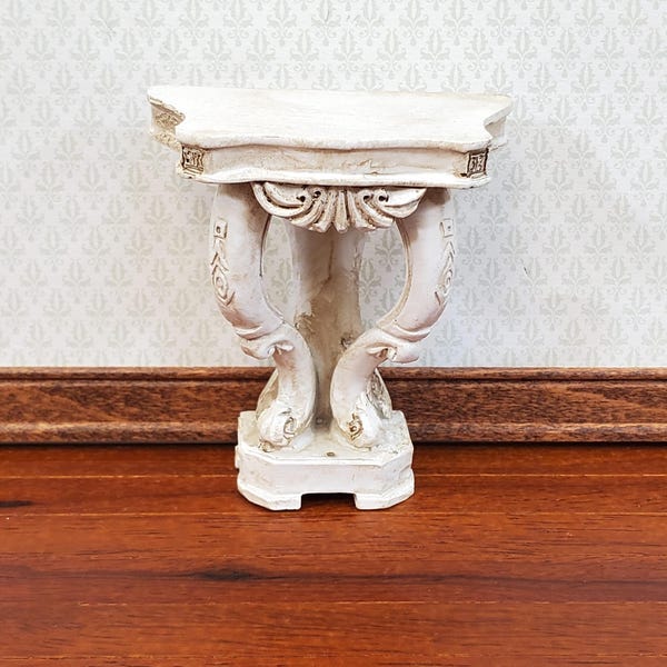 Dollhouse Console Hall Table French Style Aged White 1:12 Scale Furniture