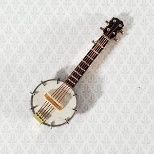 Miniature Banjo Instrument with Case 2 3/4" 1:12 Scale Ornament Prop