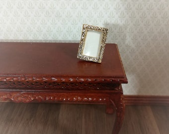 Dollhouse Miniature Picture Frame Small Gold Metal Rectangle with Stand 1:12 Scale