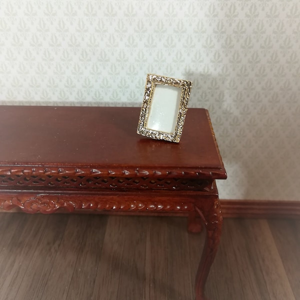 Dollhouse Miniature Picture Frame Small Gold Metal Rectangle with Stand 1:12 Scale