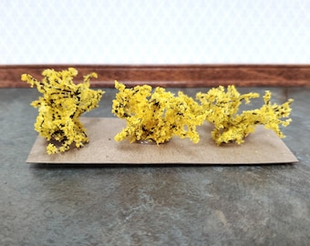 Dollhouse Yellow Forsythia Bush Flowering Shrub x3 1:12 Scale Miniature Garden