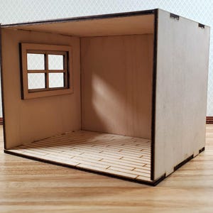 Half Scale Room Box DIY Kit Small Diorama Window Wood Floor 1:24 Miniature 6x4.5