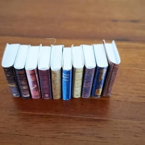 Dollhouse Miniature Book Set x10 Antique Style Set #2 1:12 Scale (blank inside)
