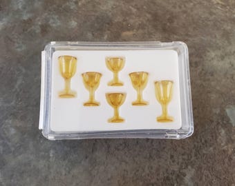 Dollhouse Miniature Stemware Amber Fancy x6 plastic 1:12 Scale Glasses Chrysnbon
