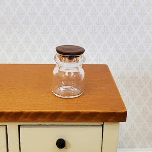 Dollhouse Jar Empty Glass with Lid Wide Mouth for Miniature Kitchens or Shops