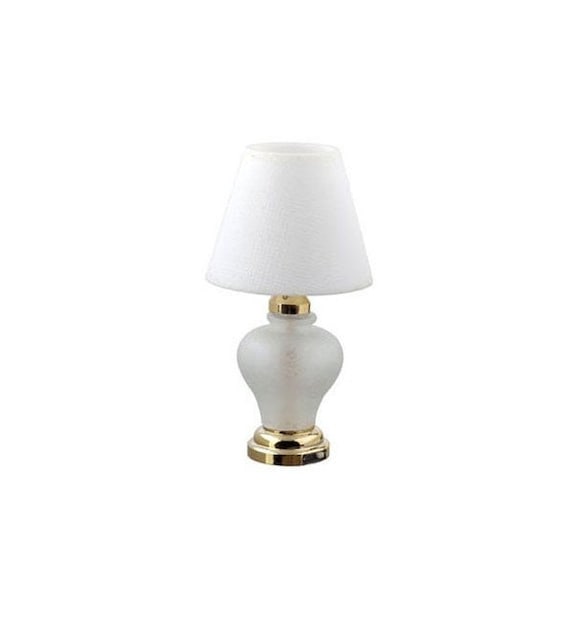 Tulip table LED LAMP Dollhouse miniature light battery on/off 1:12 Brass glass 