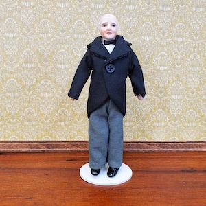 Dollhouse Grandfather or Butler Porcelain Male Poseable 1:12 Scale Miniature