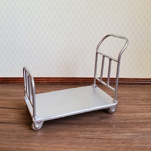 Dollhouse Miniature Flat Bed Cart Metal Utility Platform Hand Truck 1:12 Scale