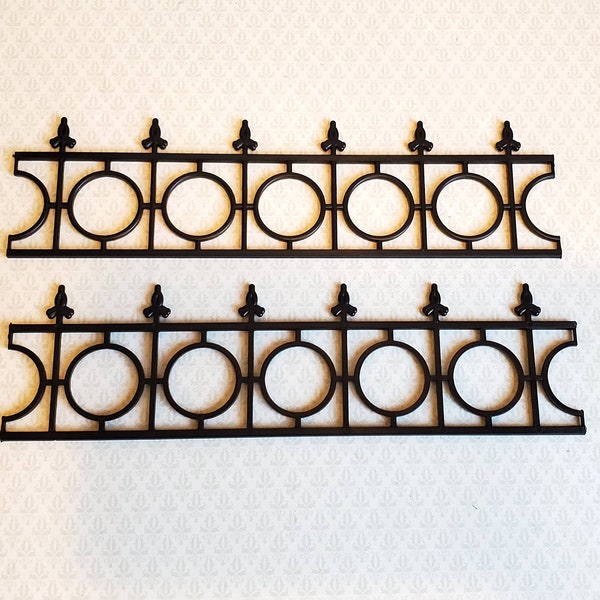 Dollhouse Miniature Fence Railing Widow's Walk x2 Black Victorian Garden 1:12 Scale