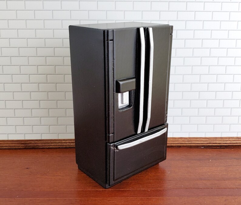 Dollhouse Miniature Fridge Modern Refrigerator Black 112 Etsy