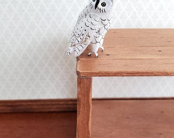Dollhouse Miniature Snowy Owl Large Resin 1:12 Scale Bird 1 1/2&quot; tall
