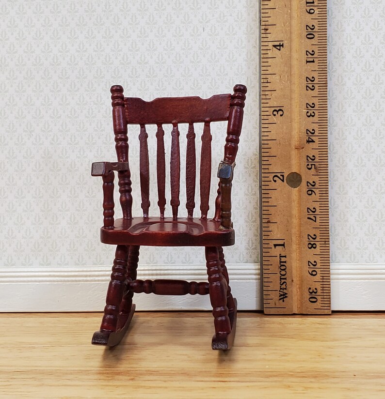 Dollhouse Rocking Chair Mahogany Finish Wood 112 Scale Etsy