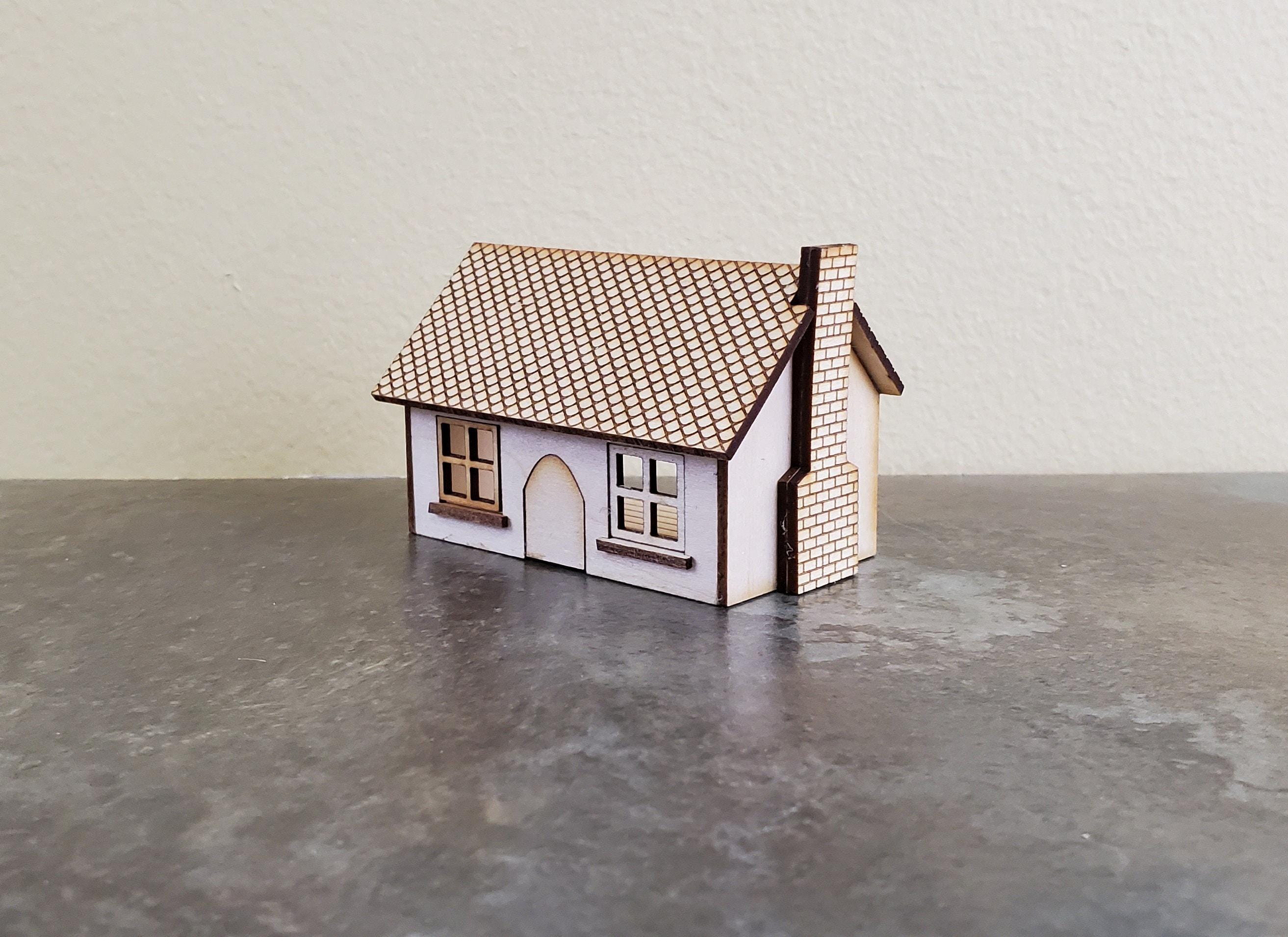 Dollhouse Miniature 1:144 Scale Kit House 1/2 Story With Chimney