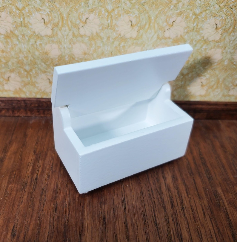 Dollhouse Small Toy Chest White Wood Trunk 1:12 Scale Nursery Furniture image 5