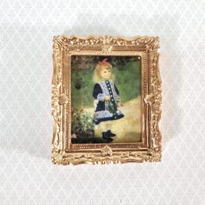 Miniature Framed Print Renoir Girl with a Watering Can 1:12 Scale Dollhouse