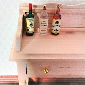 Dollhouse Miniature Whiskey & Gin Bottles x3 Tiny 1:12 Scale Booze