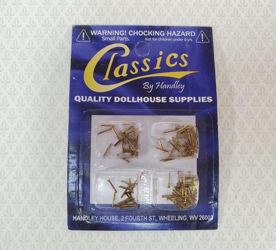 Brass Nails Brads Small Tiny Thin 1/4" Pack of 100 Dollhouse Miniatures Hardware
