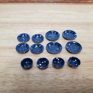 Dollhouse Dishes Plates & Bowls Blue Speckled 1:12 Scale Kitchen Accessories