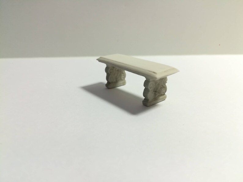 Miniature Dollhouse FAIRY GARDEN Furniture ~ Gray Resin Rabbit Bench ~ NEW