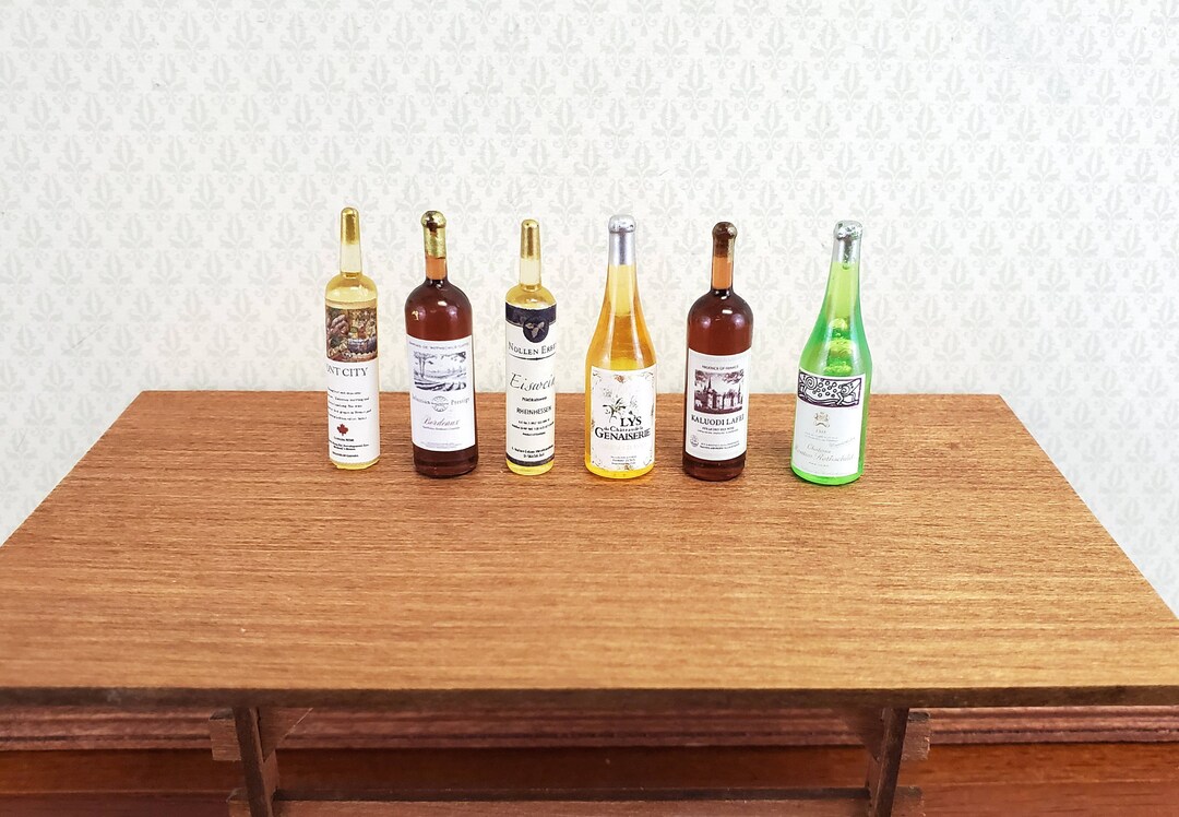 Dollhouse Miniature Wine Bottles X6 Red White Tall 112 Scale Kitchen Etsy