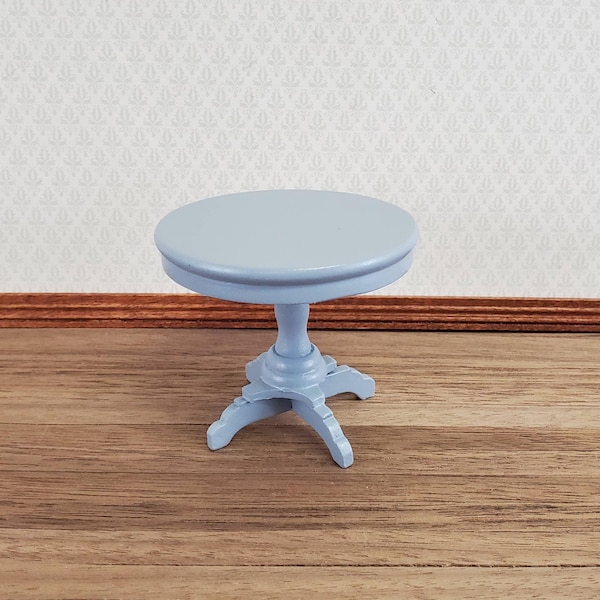 Dockhus Miniatyrbord Litet Runt Sido- eller Endbord Grå Möbler Skala 1:12