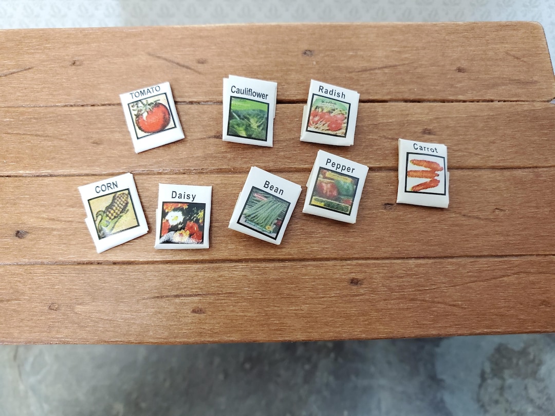 Dollhouse Seed Packets 8 Packages Miniature Garden Props 1:12 Scale ...