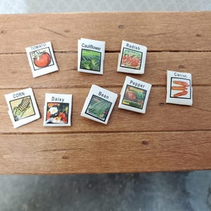 Dollhouse Seed Packets 8 Packages Miniature Garden Props 1:12 Scale ...