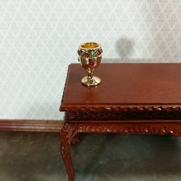 Dollhouse Miniature Chalice Goblet Large &quot;Gold&quot; with Jewels 1:12 Scale