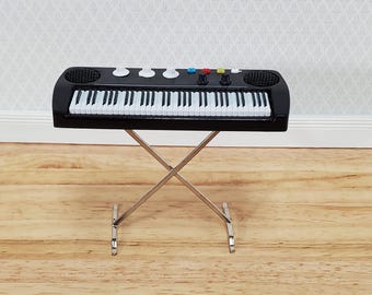 Miniature Keyboard Modern Style Instrument Prop 1:12 Scale Dollhouse 3 1/2"