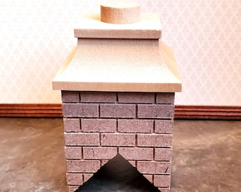 Chimenea de ladrillo en miniatura para casa de muñecas, madera alta, escala 1:12, techo inclinado de 45 grados