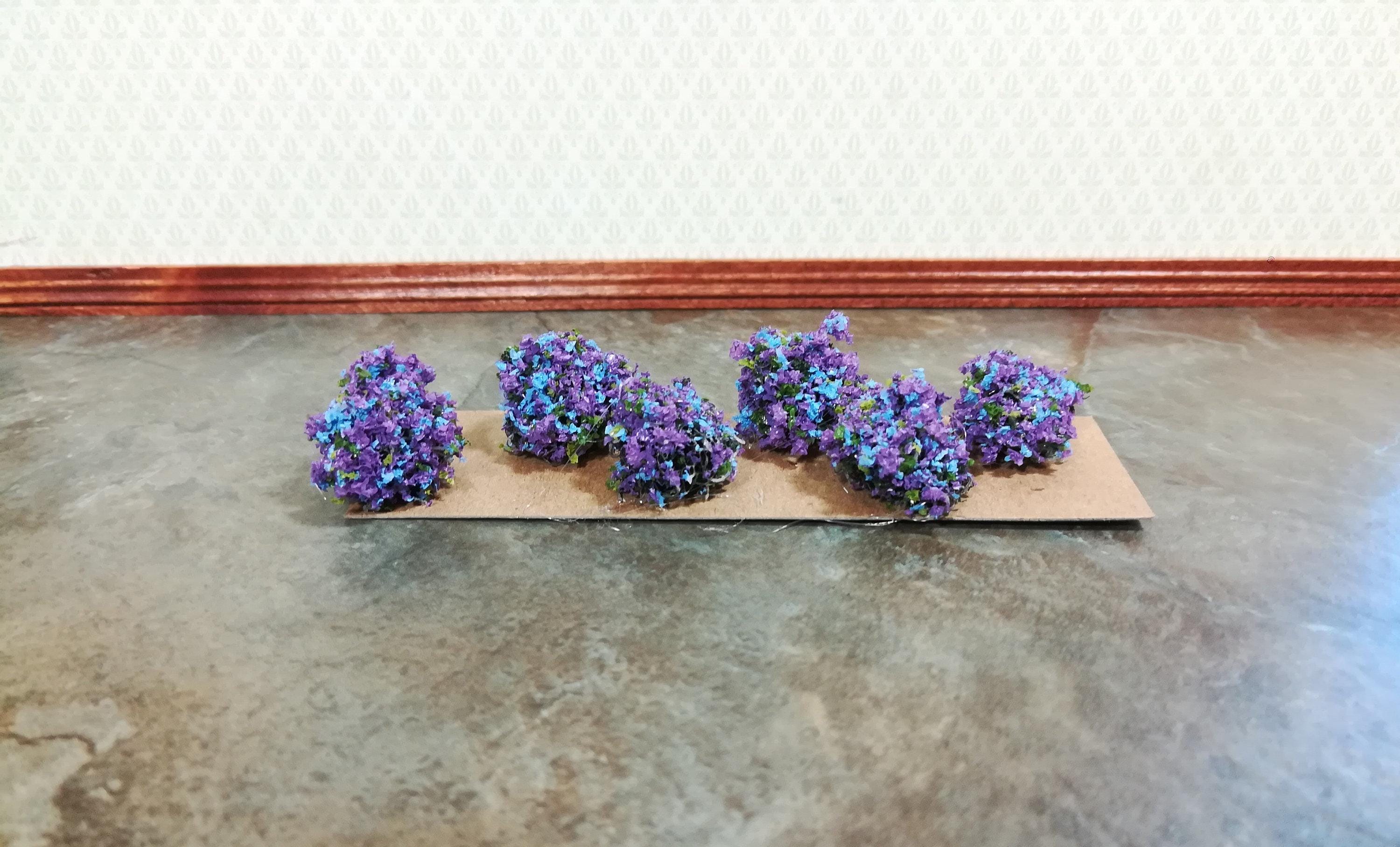 Dollhouse Miniature Flowering Shrub Purple & White Small Bush Round 1:12 Scale