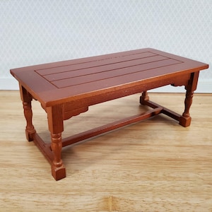 Dollhouse Kitchen or Prep Table Large Wood Medium Finish 1:12 Scale Miniature Furniture