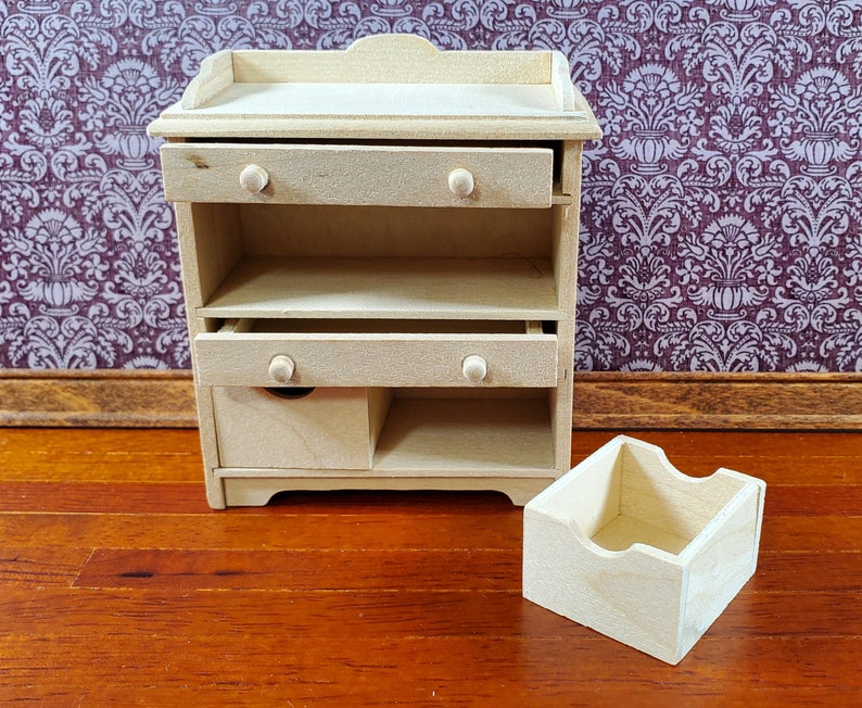 Modern Dollhouse Changing Table Unpainted Wood 112 Scale Nursery Room