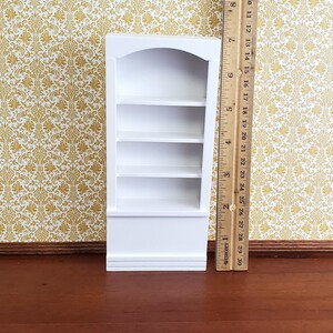 Dollhouse Miniature Bookcase Tall 4 Shelves White Finish 1:12 Scale Furniture Bookshelf image 3