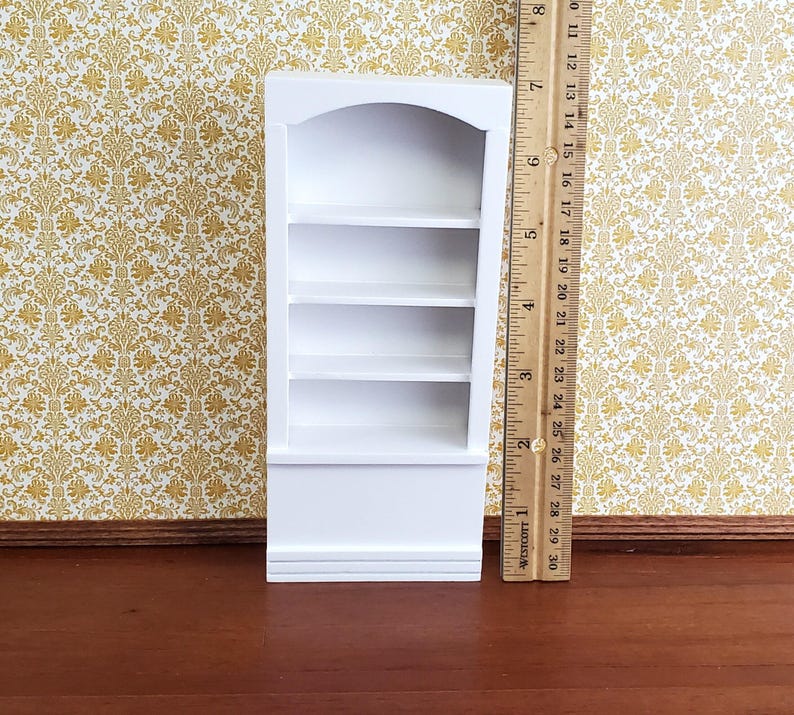 Dollhouse Miniature Bookcase Tall 4 Shelves White Finish 1:12 Scale Furniture Bookshelf image 3
