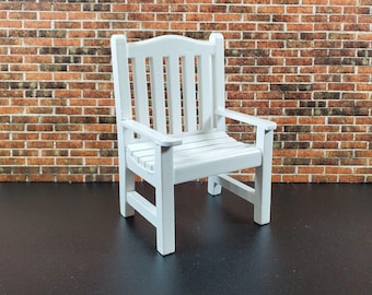 Dollhouse Chair Outdoor Garden Porch Patio White 1:12 Scale Miniature Furniture