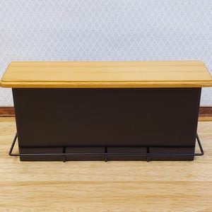 Dollhouse Bar Black Metal with Wood Top Modern Style 1:12 Scale Miniature