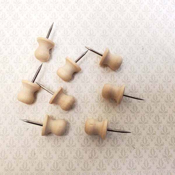 Wood Thumb Tacks Push Pins 8 Pieces Use for Dollhouse Miniature Furniture DIY