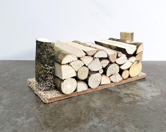 Miniature Stack of Split Logs Kindling for Fireplace Firewood Pile Fairy Garden