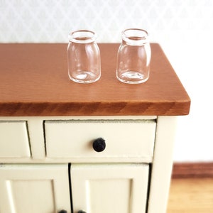 Dollhouse Miniature Empty Glass Jars Open Top Set of 2 for Canning or Treats 1:12 Scale